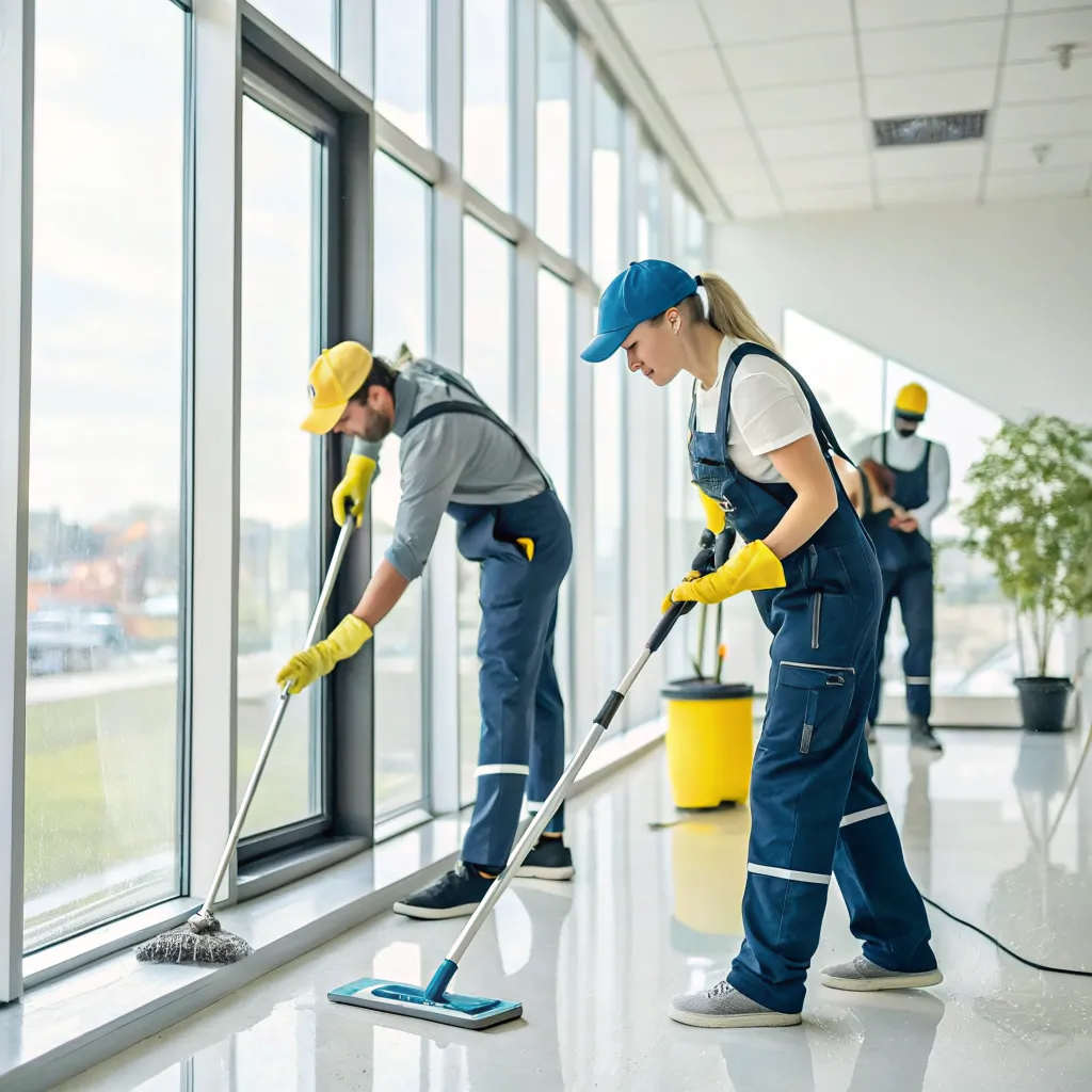 Professional Cleaning Team at Work